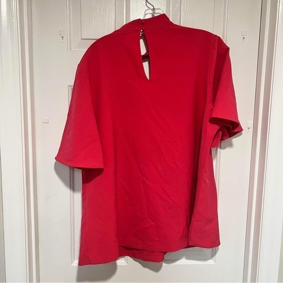 Lane Bryant Pink Keyhole Flutter Sleeve Choker Blouse Hot Pink Size 16 D - Picture 4 of 9